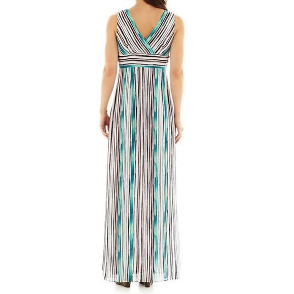 Worthington Sleeveless V-Neck Striped Maxi Dress Size 6 - Picture 2 of 10